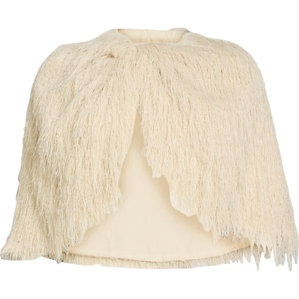 Mantella da donna in bianco avorio con frange monopetto senza maniche By Malene Birger By Malene Birger