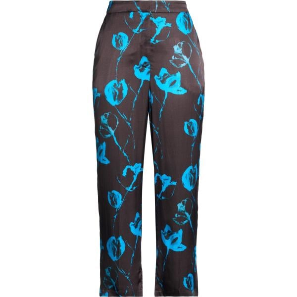 Pantaloni da donna in marrone scuro a fiori a vita alta con zip in viscosa Liviana Conti Liviana Conti