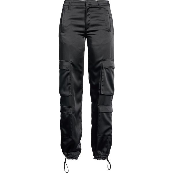 Pantaloni cargo da donna in nero pece a vita alta con zip Dondup Dondup