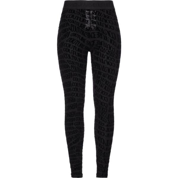 Leggings da donna in nero pece a vita alta in poliestere Versace Jeans Couture