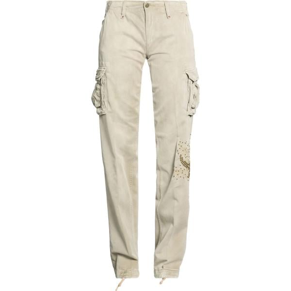 Pantaloni cargo da donna in bianco avorio con borchie con zip in cotone Mason's Mason's