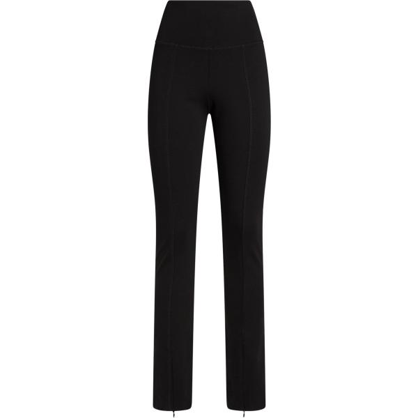 Leggings da donna in nero pece a vita alta con zip in viscosa Erika Cavallini