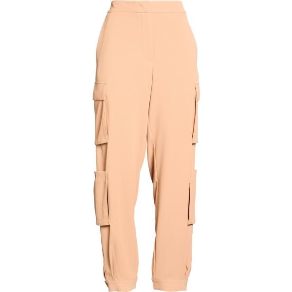 Pantaloni cargo da donna in arancione chiaro a vita alta con zip Twinset