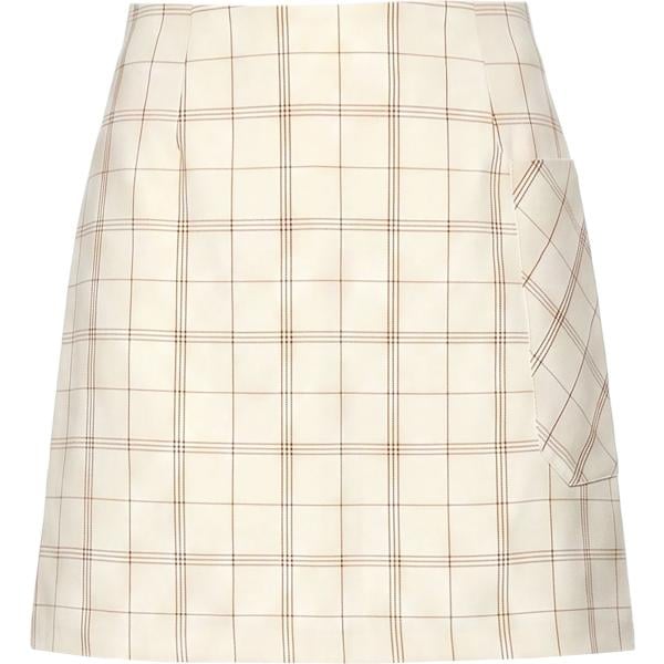 Minigonna da donna in bianco avorio scozzese corto Tory Burch