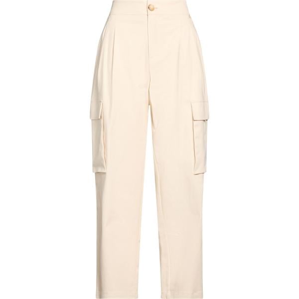 Pantaloni cargo da donna in bianco avorio a vita alta con zip in cotone ACTITUDE by TWINSET