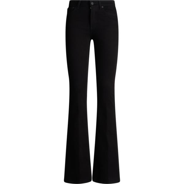 Jeans da donna forma svasata in nero pece cinque tasche con zip in denim Dondup Dondup