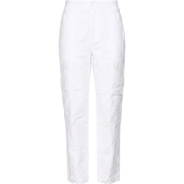 Pantaloni cargo da donna in bianco neve a vita alta con zip in viscosa European Culture