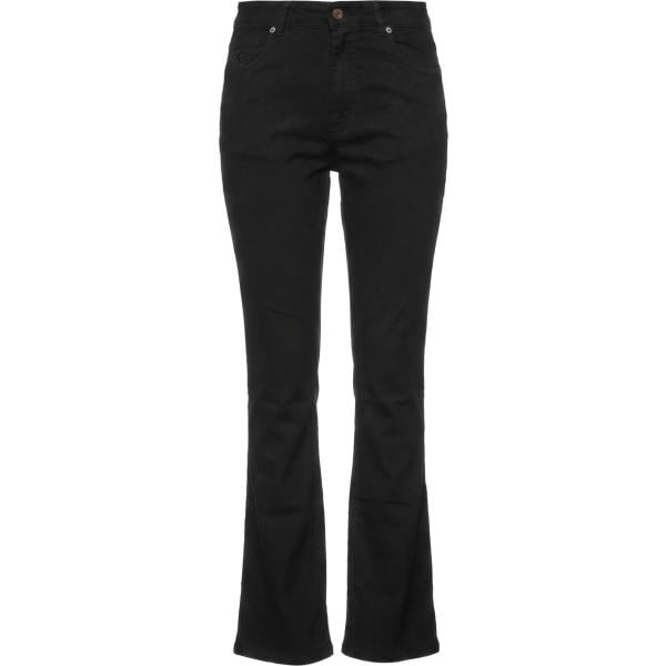 Pantaloni da donna forma svasata in nero pece a vita alta con zip in cotone AVANTGAR DENIM by EUROPEAN CULTURE AVANTGAR DENIM by EUROPEAN CULTURE