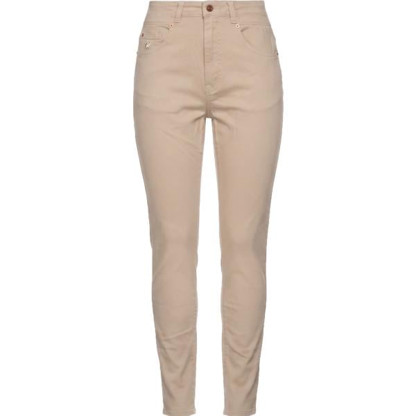 Pantaloni skinny da donna in beige sabbia cinque tasche a vita alta con zip in cotone AVANTGAR DENIM by EUROPEAN CULTURE AVANTGAR DENIM by EUROPEAN CULTURE