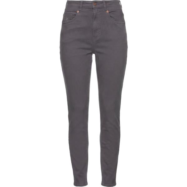 Pantaloni skinny da donna in grigio scuro cinque tasche a vita alta con zip in cotone European Culture