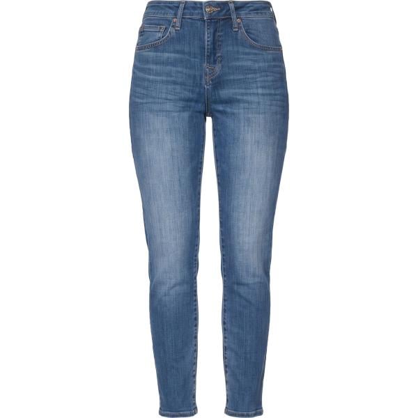 Jeans dritti da donna in blu scuro effetto delavè cinque tasche a vita alta con zip in denim True Religion True Religion