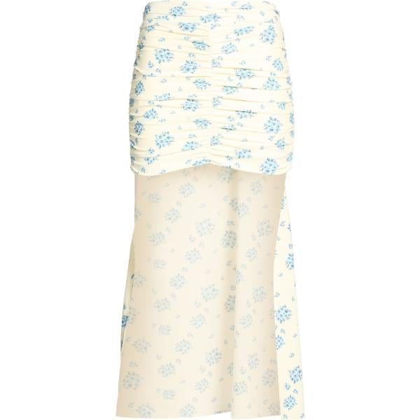 Minigonna da donna in bianco avorio a fiori corto con coulisse in poliestere Aniye By