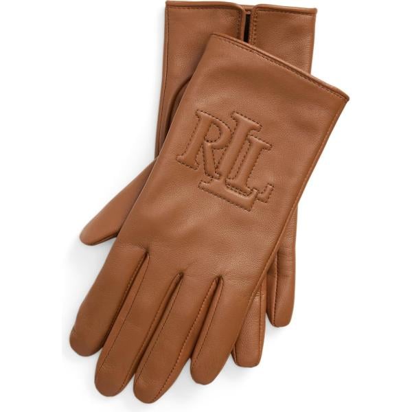 guanti Lauren Ralph Lauren marrone tinta unita