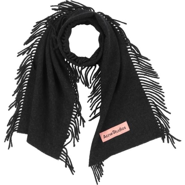 Sciarpa da donna in nero pece con frange in lana Acne Studios Acne Studios