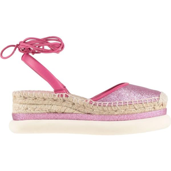 Espadrillas da donna in bianco neve effetto laminato con lacci Paloma Barceló