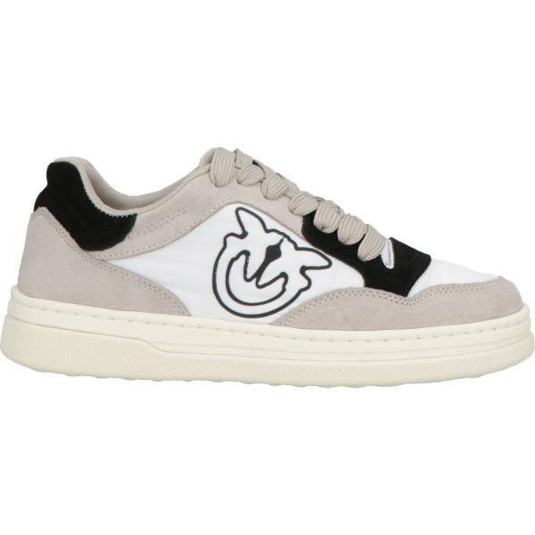 Sneakers da donna in grigio chiaro effetto scamosciato bassa a punta tonda con lacci in nylon Pinko Pinko