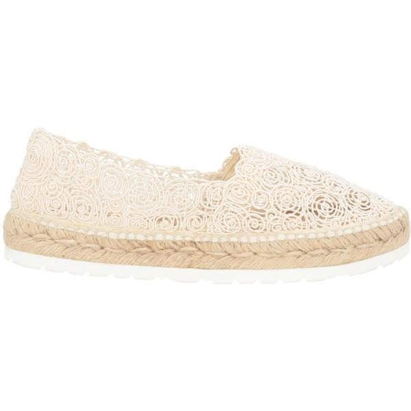 Espadrillas da donna in bianco avorio con pizzo senza tacco a punta tonda Fabi