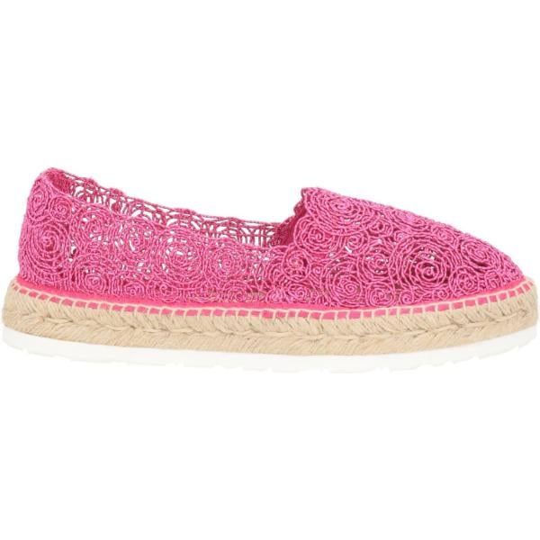Espadrillas da donna in rosa scuro con pizzo senza tacco a punta tonda Fabi