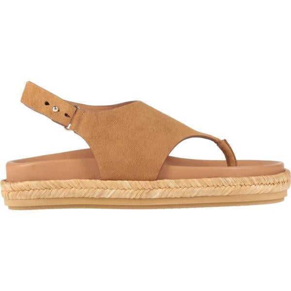 Infradito da donna in marrone chiaro effetto scamosciato senza tacco a punta tonda slingback in pelle Paloma Barceló Paloma Barceló