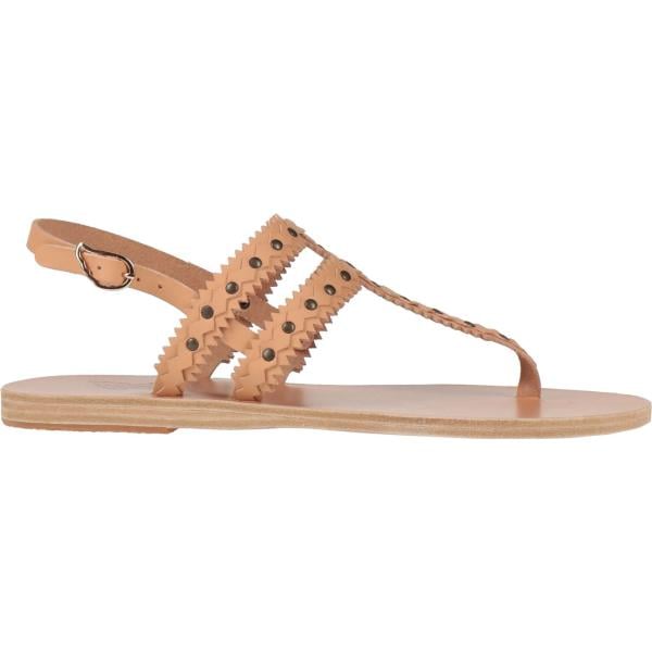 Infradito da donna in bianco neve con borchie a punta tonda slingback in pelle Ancient Greek Sandals