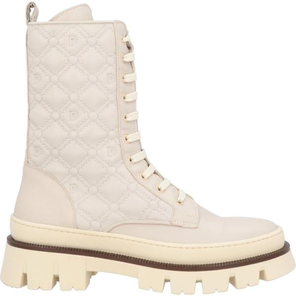 Anfibi da donna in beige sabbia con tacco squadrato a punta tonda con zip Pollini Pollini