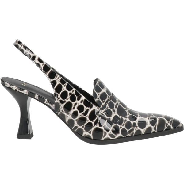 Décolleté da donna in bianco neve con stampe con tacco rocchetto a punta slingback in pelle Zinda Zinda
