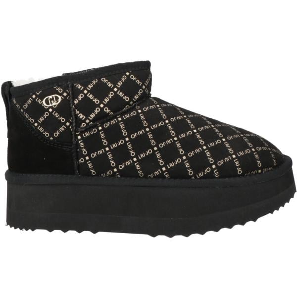 Stivaletti da donna in nero pece effetto scamosciato platform a punta tonda Liu •Jo