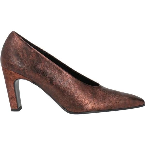 Décolleté da donna in marrone scuro effetto laminato con tacco a punta in pelle Zinda Zinda