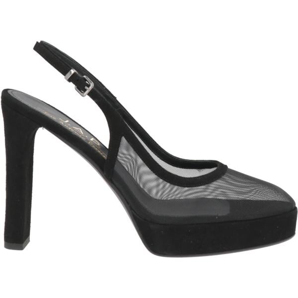 Décolleté da donna in nero pece effetto scamosciato con tacco a punta slingback in pelle J.a.p. Jose Antonio Pereira J.a.p. Jose Antonio Pereira