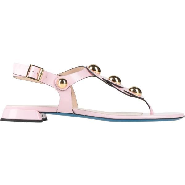 Infradito da donna in bianco neve con borchie a punta tonda slingback in pelle Loriblu