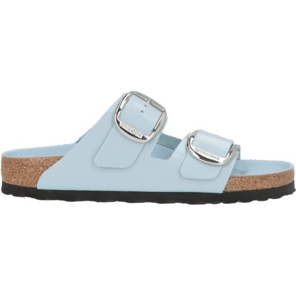 Sandali in pelle da donna in bianco neve effetto lucido a punta tonda con fibbia in pelle Birkenstock Birkenstock