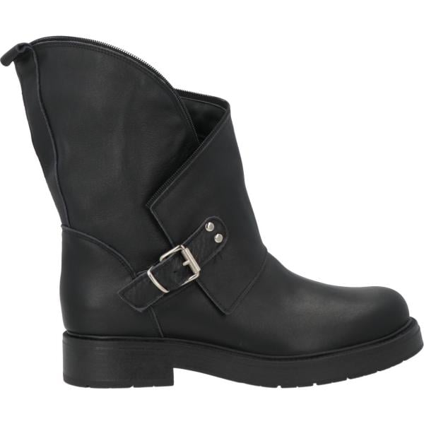 Stivaletti da donna in nero pece con tacco squadrato a punta tonda con zip in pelle Divine Follie