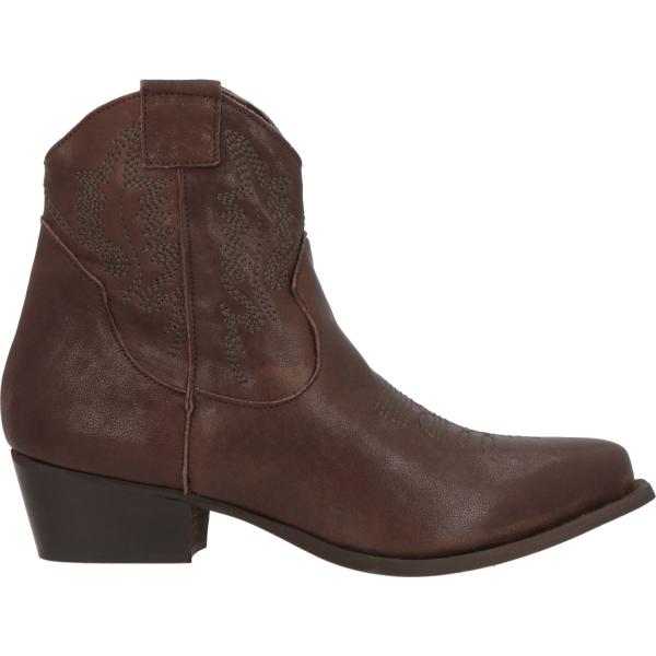 Stivaletti texani da donna in marrone scuro con tacco a punta con zip in pelle Divine Follie Divine Follie