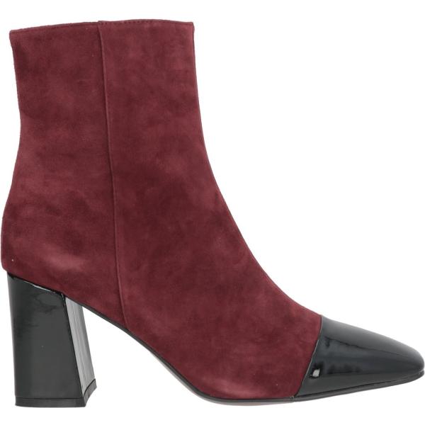 Stivaletti da donna in bordeaux effetto scamosciato con tacco squadrato a punta quadrata con zip in pelle Bibi Lou Bibi Lou