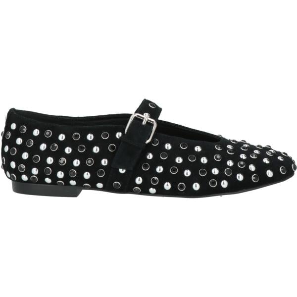 Ballerine da donna in bianco neve effetto scamosciato a punta tonda con fibbia in pelle Bibi Lou