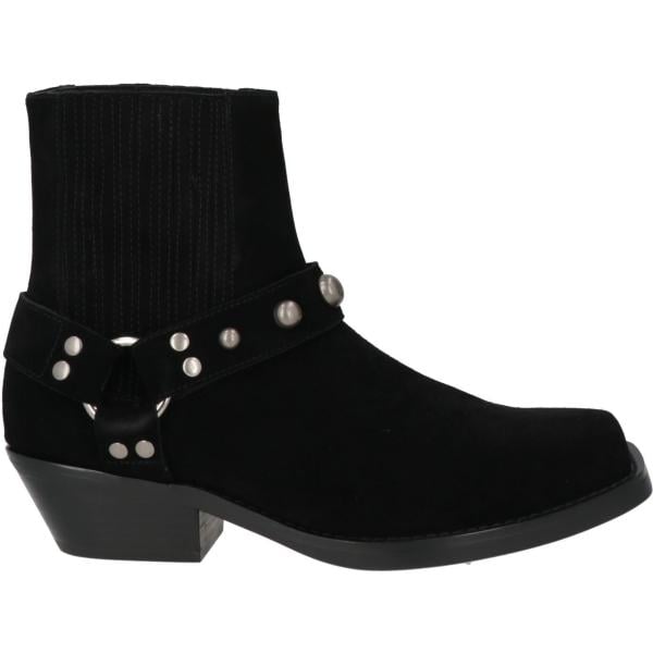 Stivaletti texani da donna in nero pece effetto scamosciato con tacco a punta quadrata in pelle Bibi Lou Bibi Lou