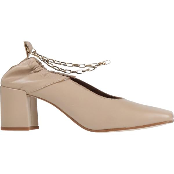 Décolleté da donna in beige sabbia con tacco squadrato a punta quadrata in pelle Alohas Alohas