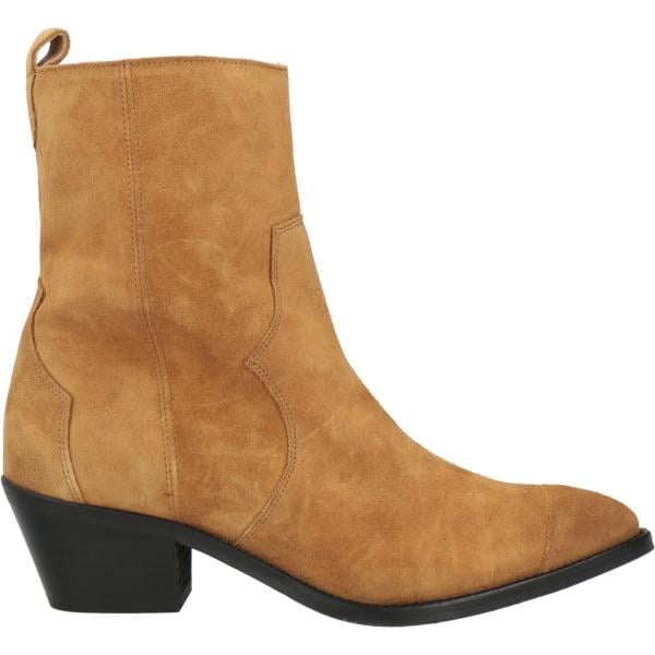 Stivaletti texani da donna in marrone chiaro effetto scamosciato a punta con zip in pelle Alohas Alohas