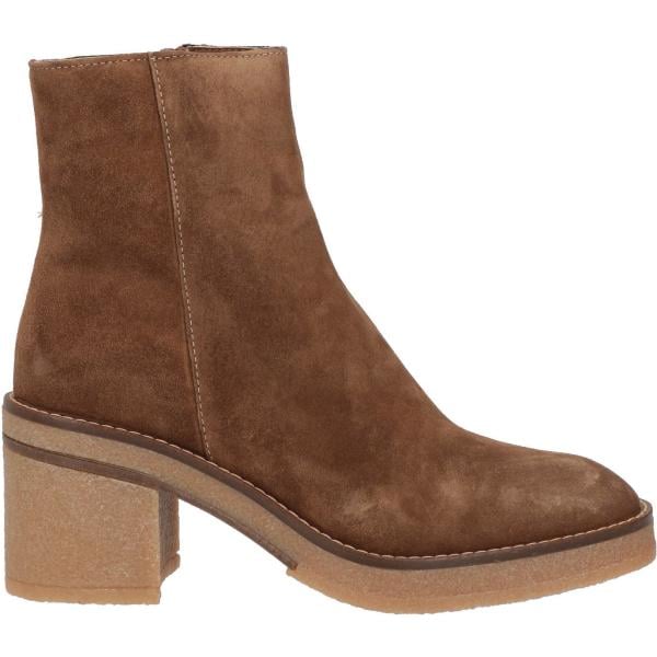 Stivaletti da donna in marrone scuro effetto scamosciato con tacco squadrato a punta tonda con zip in pelle Alpe Woman Shoes