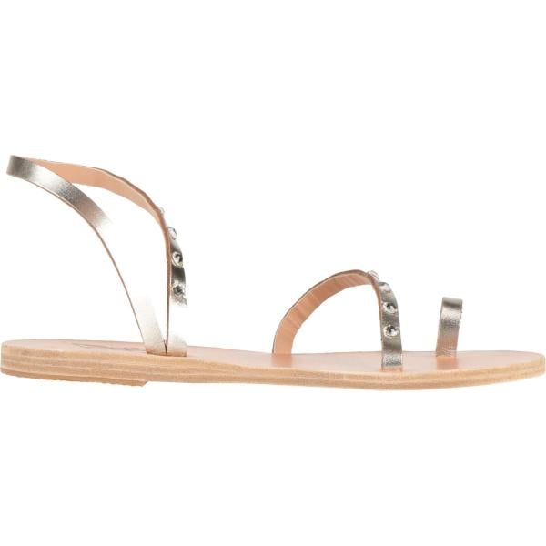 Ciabatte da donna in bianco neve effetto laminato a punta tonda in pelle Ancient Greek Sandals
