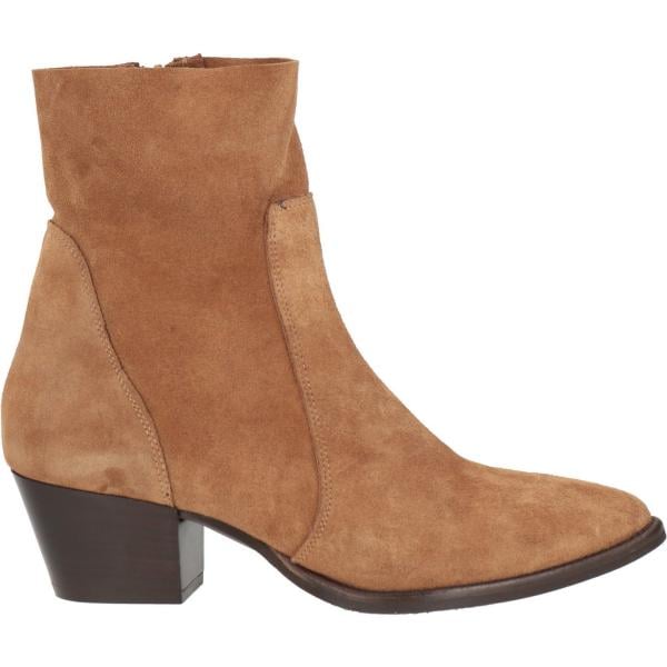 Stivaletti texani da donna in marrone chiaro effetto scamosciato con tacco a punta con zip in pelle Fabrizio Chini Fabrizio Chini