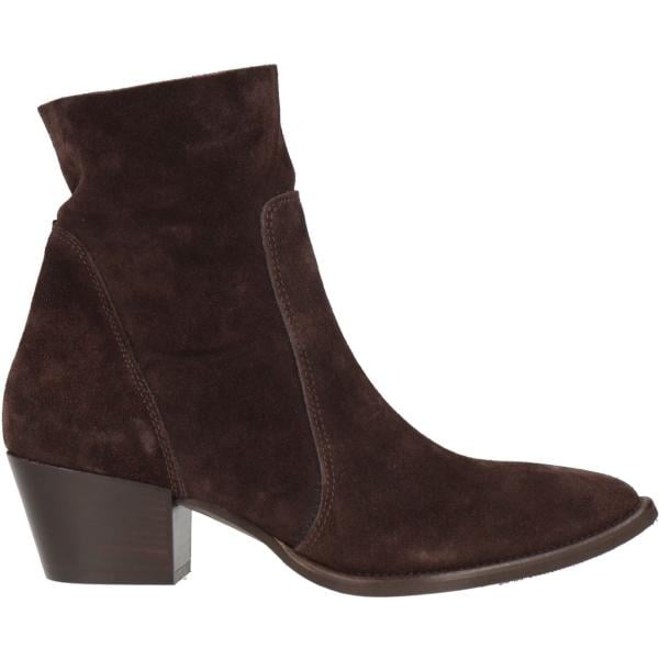 Stivaletti texani da donna in marrone scuro effetto scamosciato con tacco a punta con zip in pelle Fabrizio Chini Fabrizio Chini