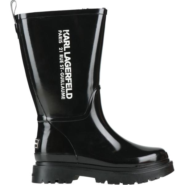 Stivali di gomma da donna in nero pece con stampe con tacco a punta tonda Karl Lagerfeld Karl Lagerfeld