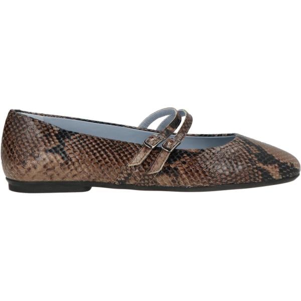 Ballerine da donna in bianco neve animalier a punta tonda con fibbia in pelle Voile Blanche Voile Blanche