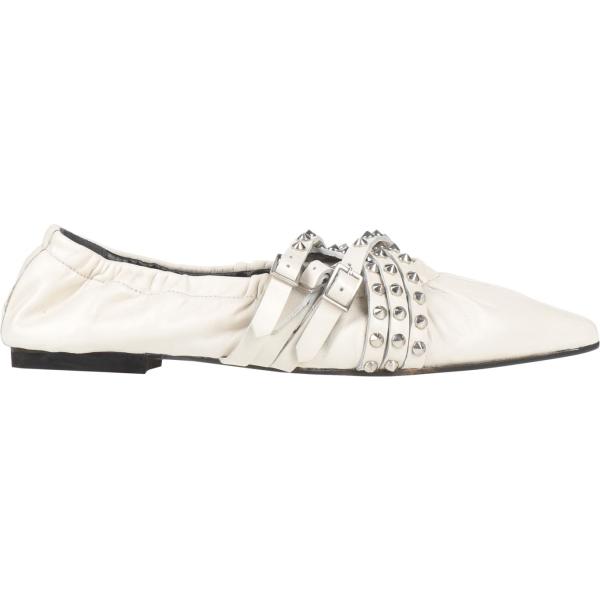 Ballerine da donna in bianco neve con borchie a punta con fibbia in pelle Fabrizio Chini