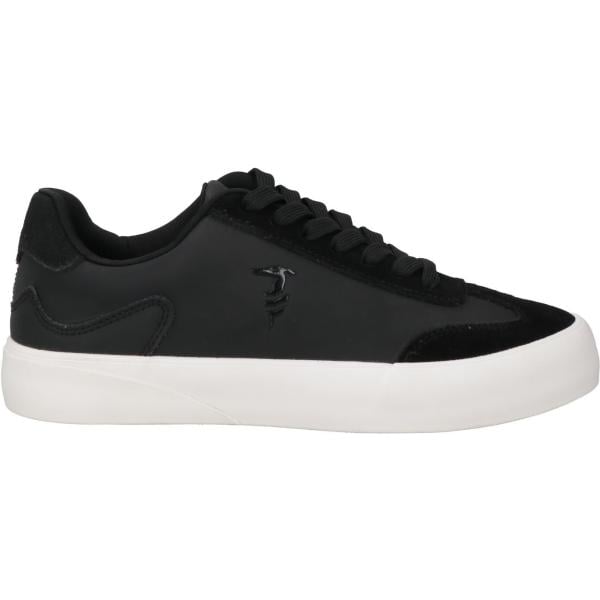 Sneakers da donna in nero pece effetto scamosciato bassa a punta tonda con lacci Trussardi Trussardi