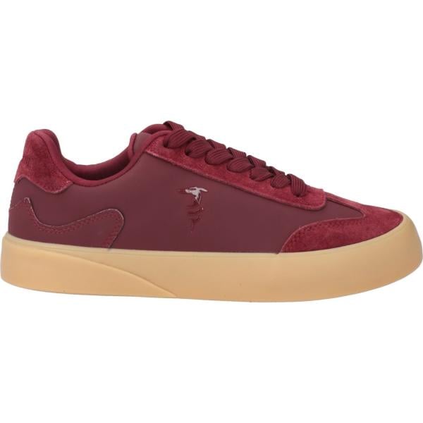 Sneakers da donna in marrone scuro effetto scamosciato bassa a punta tonda con lacci Trussardi Trussardi