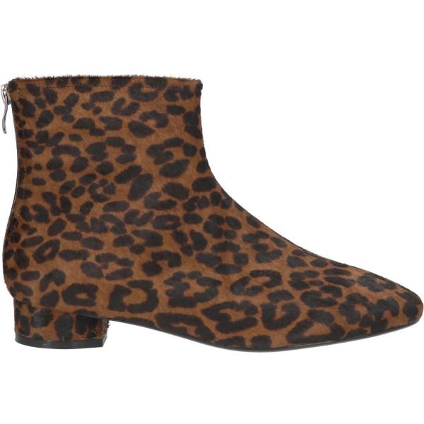 Stivaletti da donna in marrone scuro animalier a punta tonda con zip in pelle Oa Non-Fashion Oa Non-Fashion