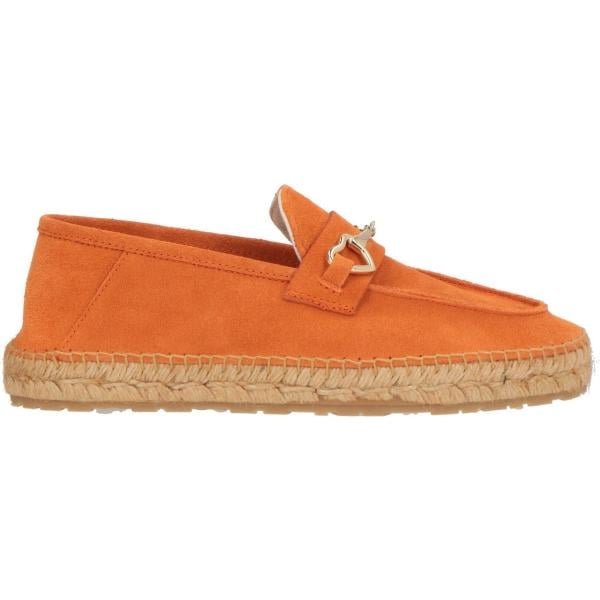 Espadrillas da donna in arancione scuro a punta tonda in pelle Love Moschino