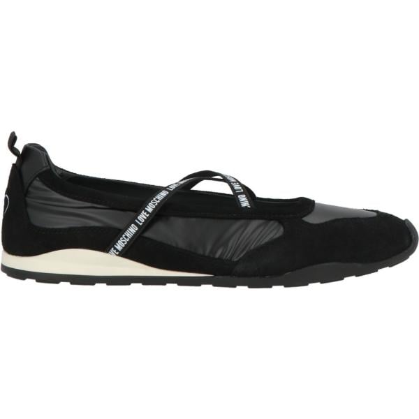 Ballerine da donna in bianco neve a punta tonda in pelle Love Moschino